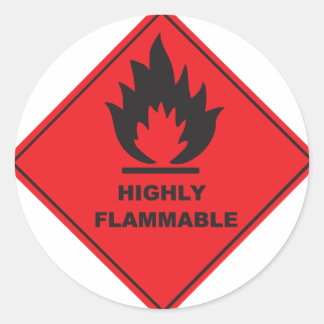 Sticker Rond Panneau rouge très inflammable