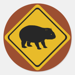 Sticker Rond Panneau routier australien wombat