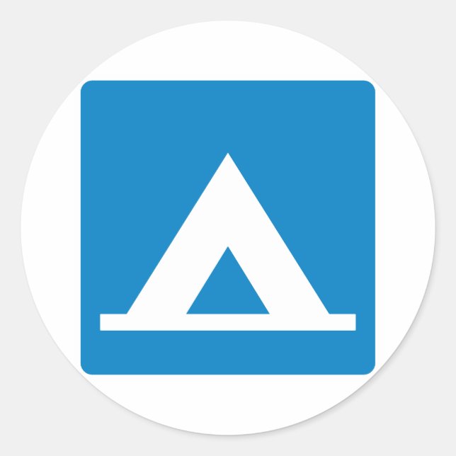 Sticker Rond Panneau routier du camping (Devant)