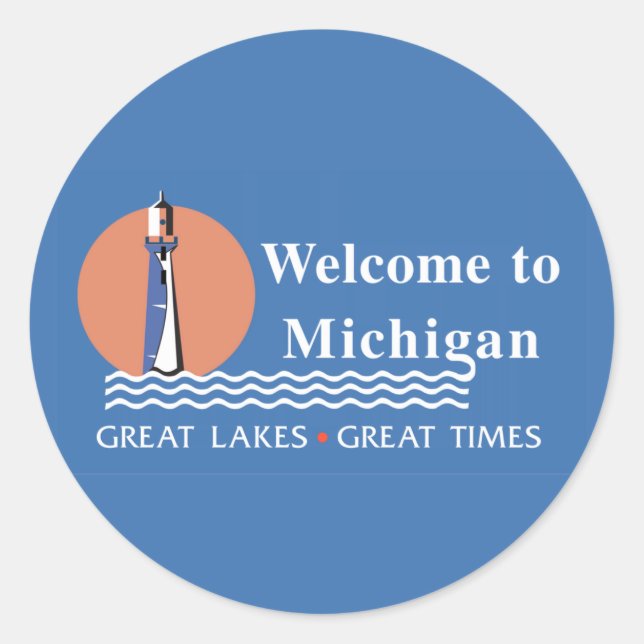 Sticker Rond Panneau routier Michigan - USA (Devant)