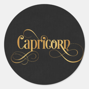 Sticker Rond Panneau tourbillonnant Zodiac Capricorne or sur no
