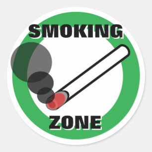 Sticker Rond Panneau Zone de fumée