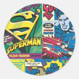 Sticker Rond Panneaux comiques Superman