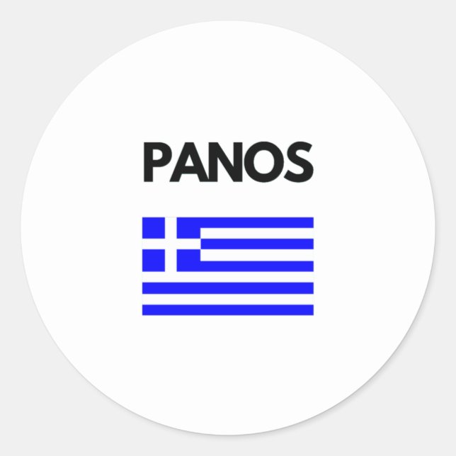Sticker Rond Panos Nom grec avec un drapeau grec (Devant)
