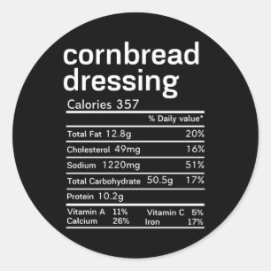 Sticker Rond pansement en pain de maïs Nutrition Facts Thanksgi