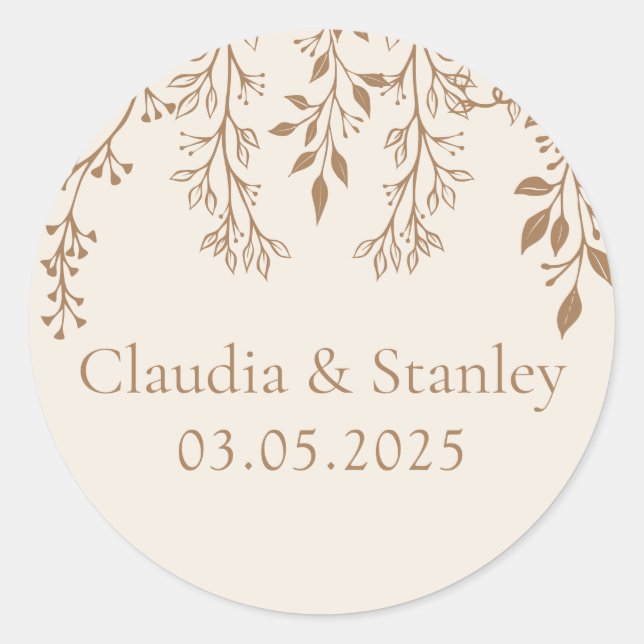 Sticker Rond Panser les fleurs Feuillage Chaud Romantique Boho  (Devant)