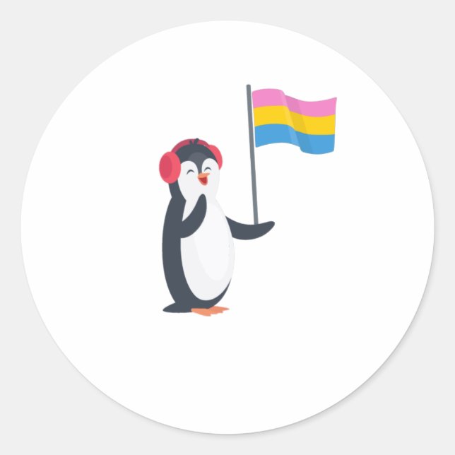 Sticker Rond Pansexual Penguin Pan Prith Mois LGBT (Devant)