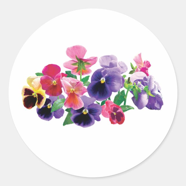 Sticker Rond Pansies de Pastel (Devant)