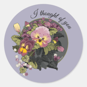 Sticker Rond Pansies vintages Nostalgique Floral Design