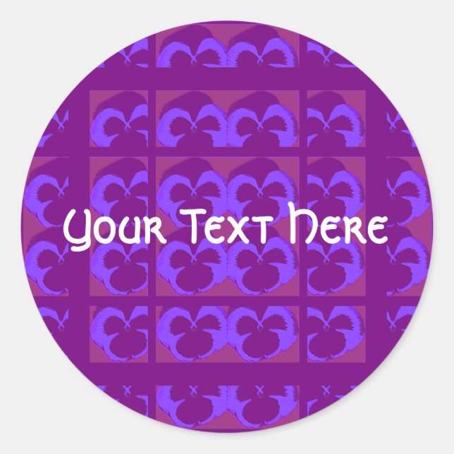 Sticker Rond Pansies violettes dans les lignes et les colonnes (Devant)