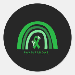 Sticker Rond Panspandas Sensibilisation Floral Vert Ruban Rainb