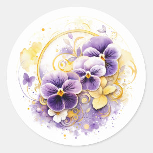 Sticker Rond Pansy Floral
