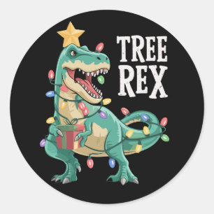 Sticker Rond Pantalon de pyjama Christmas Dinosaur Tree Rex Xma