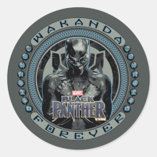 Sticker Rond Panthère noire   Badge Wakanda Forever