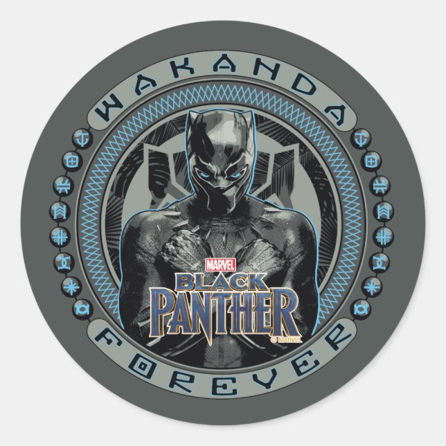 Sticker Rond Panthère noire | Badge Wakanda Forever (Devant)