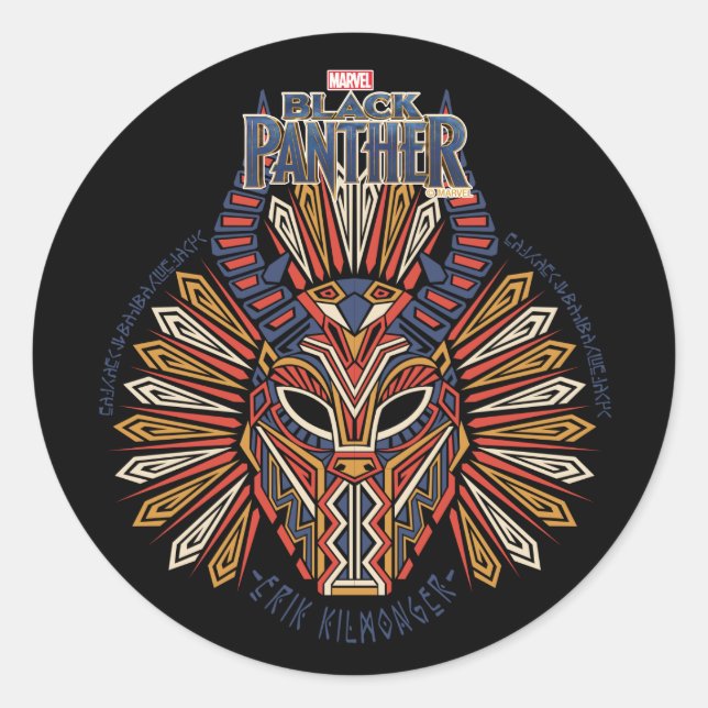 Sticker Rond Panthère noire | Erik Killmonger Icône de masques  (Devant)