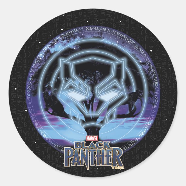 Sticker Rond Panthère noire| Symbole de panthère et arbre Wawa (Devant)