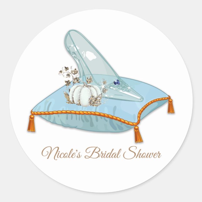 Sticker Rond Pantoufle de verre de Cendrillon Élégante douche d (Devant)