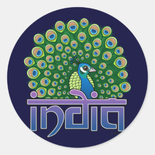 Sticker Rond Paon de l'Inde