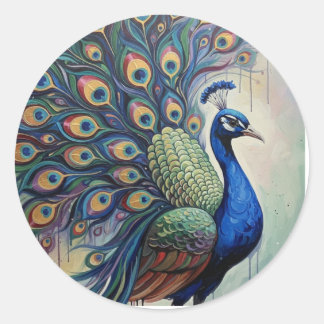 Sticker Rond Paon Majesté en pleine floraison