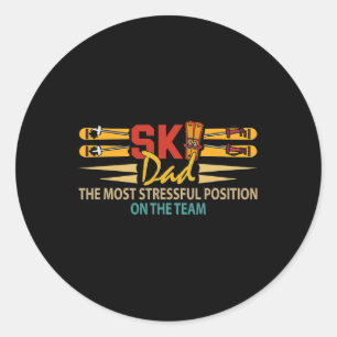 Sticker Rond Papa amateur de ski poste le plus stressant fête d