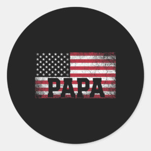 Sticker Rond Papa American Flag Fête des pères 4 juillet cadeau