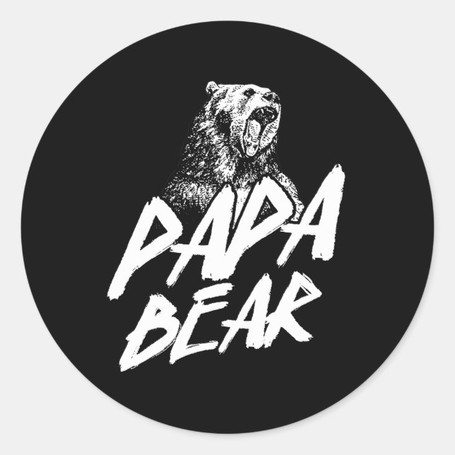Sticker Rond Papa Bear Meilleure Fête des pères Papa Père Pop C (Devant)