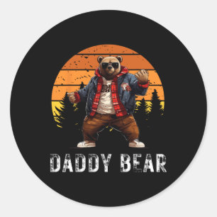 Sticker Rond Papa Bear Papa Bear Meilleure Idée Fête des pères 