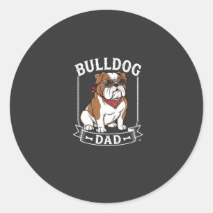 Sticker Rond Papa Bouledogue Chien Lunettes de soleil Bandana