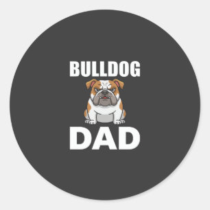 Sticker Rond Papa Bouledogue Dessin Animé Amateur de Chien