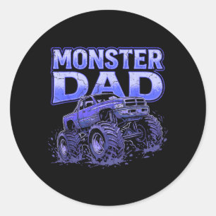 Sticker Rond Papa camion monstre famille assortie camion monstr