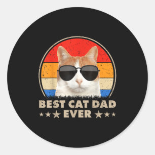 Sticker Rond Papa Chat Toujours Vintage Cool Gles Chat Pour Pèr