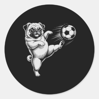 Sticker Rond Papa Chien Pug Football Mignon Enfants Club de Foo
