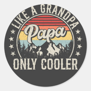 Sticker Rond Papa comme grand-père seulement Glacière Retro