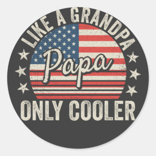 Sticker Rond Papa comme un grand-père seulement Glacière USA Dr