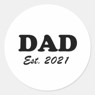 Sticker Rond Papa, Custom Est date Fête des pères noir blanc