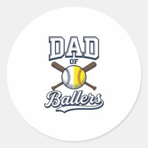 Sticker Rond Papa de Ballers Baseball Softball Design Vintage_1