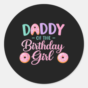 Sticker Rond Papa de la fille de l'anniversaire Famille Donut