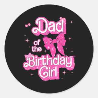 Sticker Rond Papa De L'Anniversaire Fille Poupée Anniversaire F