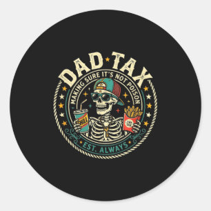 Sticker Rond Papa drôle taxe squelette rétro vintage frites &am