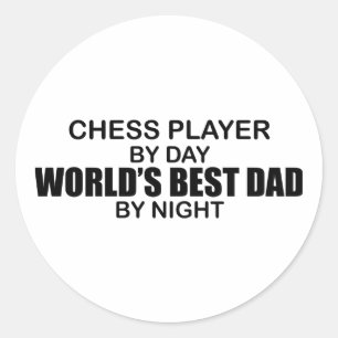 Sticker Rond Papa du monde de joueur d'échecs le meilleur par