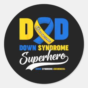 Sticker Rond Papa d'un fils super-héros syndrome de Down génial