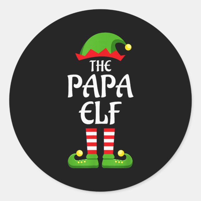 Sticker Rond Papa Elf Family Matching Group Christmas Dad  (Devant)