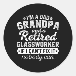 Sticker Rond Papa et grand-père à la retraite Glworker