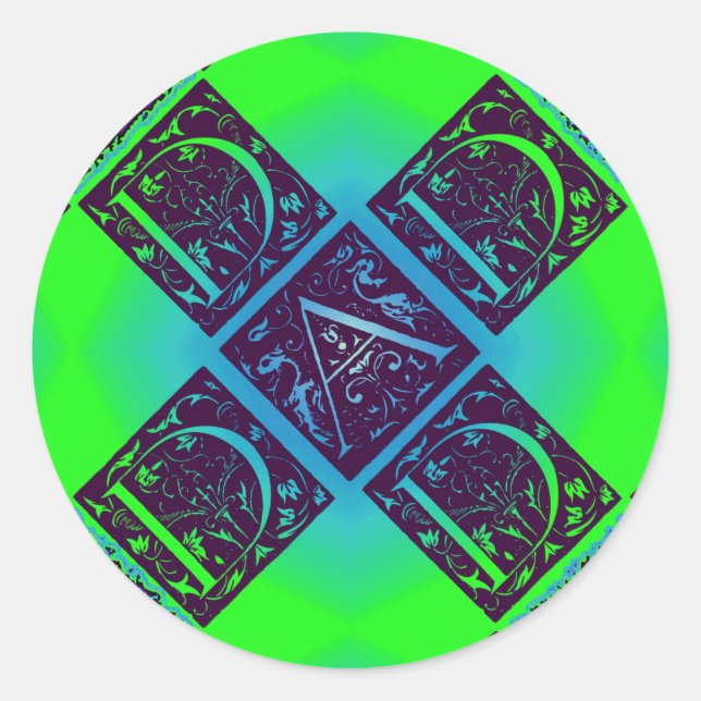 Sticker Rond Papa Fancy Texte Vert Bleu Arrière - plan (Devant)