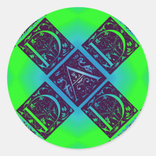 Sticker Rond Papa Fancy Texte Vert Bleu Arrière - plan