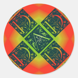 Sticker Rond Papa Fancy Typographie Motif noir & orange