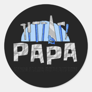 Sticker Rond Papa Fête des pères Papa kann alles Réparer