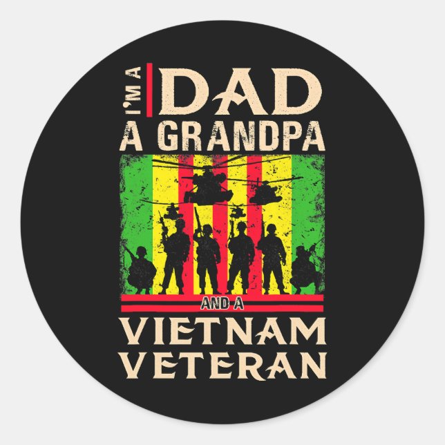 Sticker Rond Papa Grand-père Vietnam Vétérinaire Chemises ancie (Devant)