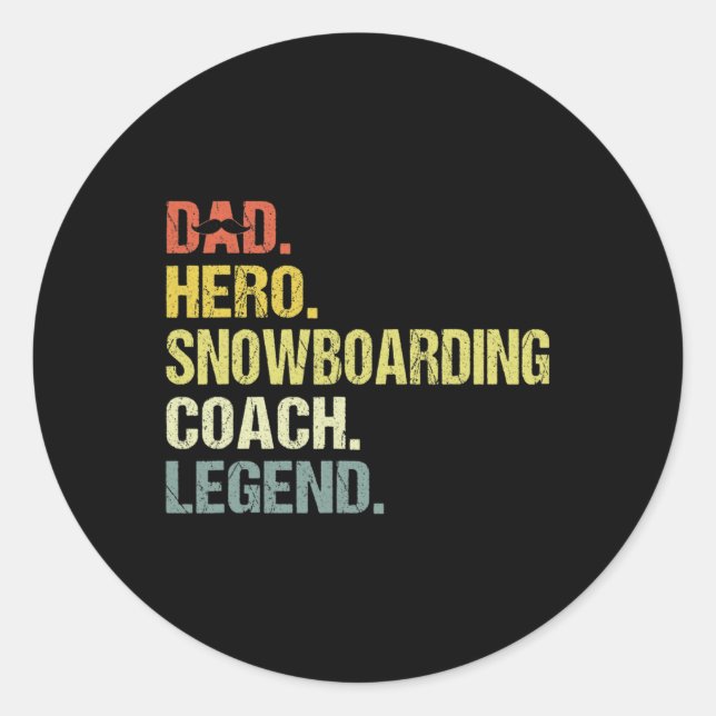 Sticker Rond Papa Hero Entraîneur de snowboard Funky Snowboard  (Devant)